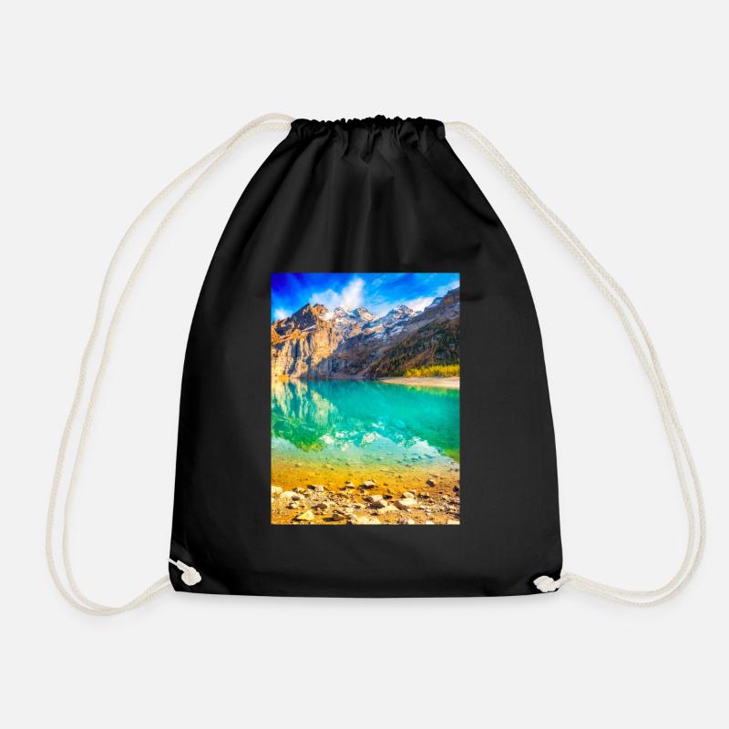 MOUNTAIN PARADISE - Drawstring Bag - black