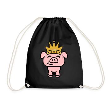Pig King Queen Crown Prince Princess - Drawstring Bag - black - Front