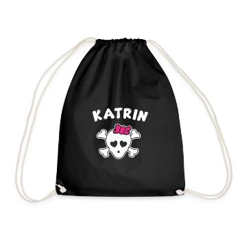 Pirate Katrin Design for Girls and Women - Drawstring Bag - black - Front