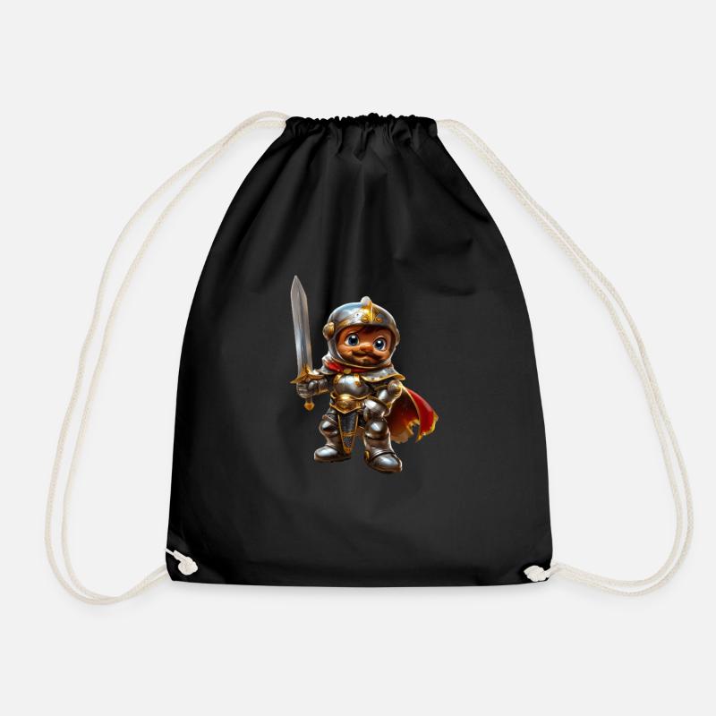Knight Arthur #lovely toons - Drawstring Bag - black