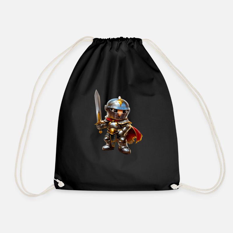 Knight #lovely toons - Drawstring Bag - black