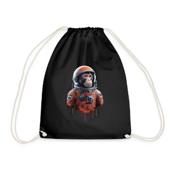 Weltraum Abenteuer Mit Astronautenaffe - Turnbeutel - Schwarz - Vorne