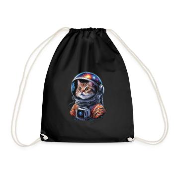 Galaktischer Katzenastronaut Erkundet Das All - Turnbeutel - Schwarz - Vorne