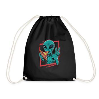 Alien aime la pizza et la paix - Sac de sport léger - noir - Devant