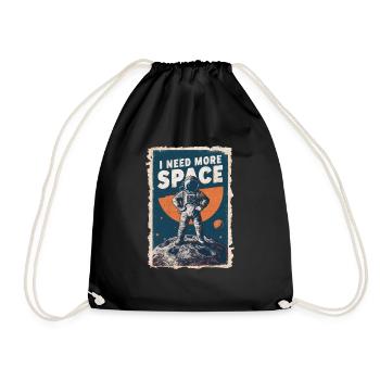 Ich Brauche Mehr Platz Astronautenmotiv - Turnbeutel - Schwarz - Vorne