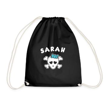 Piratin Sarah Design für Mädchen und Frauen - Turnbeutel - Schwarz - Vorne