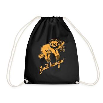 Sloth - Funny Saying - Just hanging - Drawstring Bag - black - Front