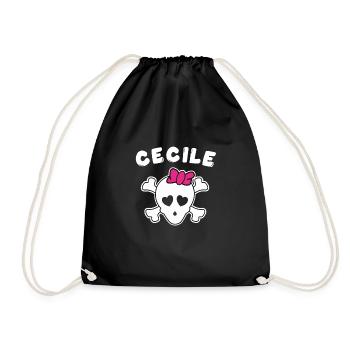 Piratin Cecile Design für Mädchen und Frauen - Turnbeutel - Schwarz - Vorne