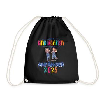 Kindergarten Anfänger 2025 Kita Kiga Hort Kinder - Turnbeutel - Schwarz - Vorne