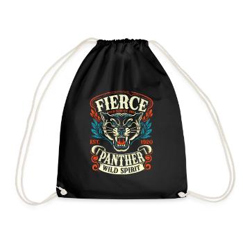 Féroce Panthère Ancienne École Tatouage Sauvage - Sac de sport léger - noir - Devant