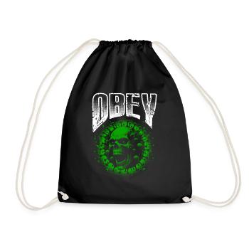 Obéir Illustration Crâne de virus vert gras - Sac de sport léger - noir - Devant