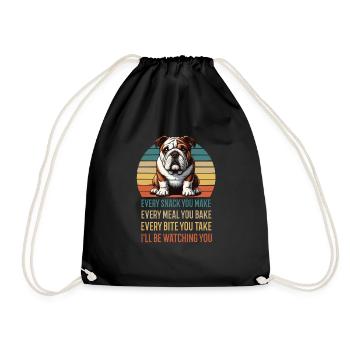 Every Snack you make English Bulldog Bully - Drawstring Bag - black - Front