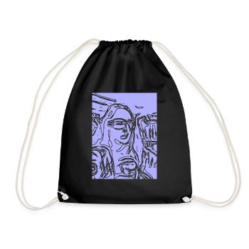 Purple and Line - Drawstring Bag - black - Front