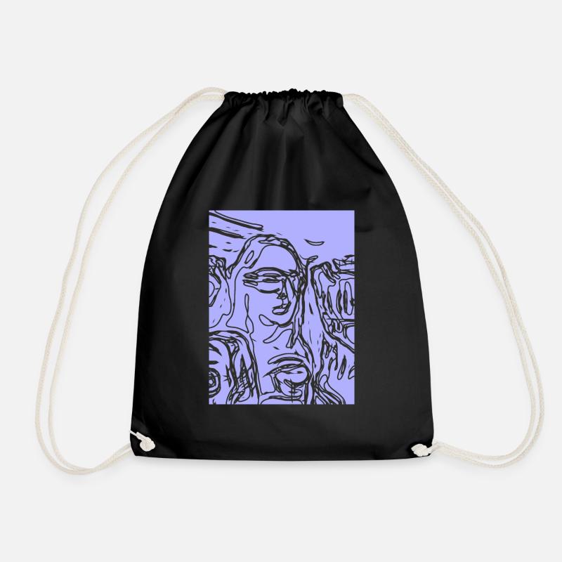 Purple and Line - Drawstring Bag - black