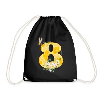 8th Anniversary Bee - Drawstring Bag - black - Front