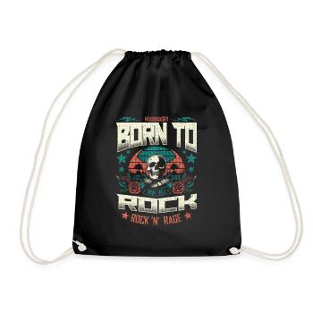 Born To Rock Retro Skull Music Metal Lover - Drawstring Bag - black - Front
