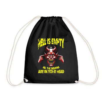 Vintage Irony Demon Head & Bold Quote Meme - Drawstring Bag - black - Front