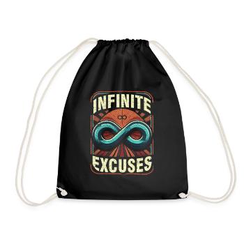 Infinite Excuses Retro Sarcasm & Infinity Symbol - Drawstring Bag - black - Front