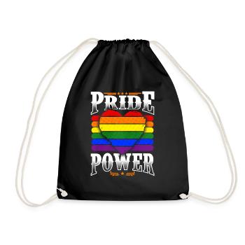 Pride Power Heart - LGBT Flagge Farben Doodle - Turnbeutel - Schwarz - Vorne