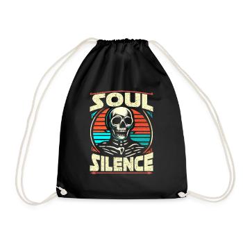 Soul Silence Skull Design Retro Vintage Vibes - Drawstring Bag - black - Front