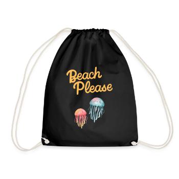 beach please Quallen - Turnbeutel - Schwarz - Vorne