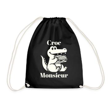 Croc Monsieur Croque Monsieur Fun Crocodile Français - Sac de sport léger - noir - Devant