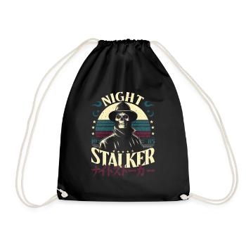 Night Stalker 1985 Retro Skull & Japanese Letters - Drawstring Bag - black - Front