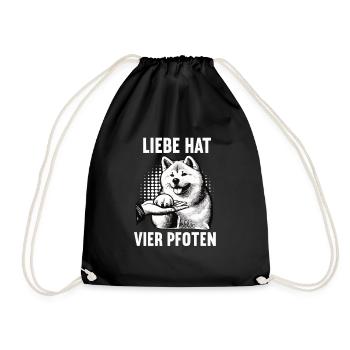 Liebe hat Vier Pfoten Akita Akitabesitzer Akitas - Turnbeutel - Schwarz - Vorne