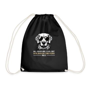 All Dogs are Cool Golden Retriever Goldie Goldies - Drawstring Bag - black - Front
