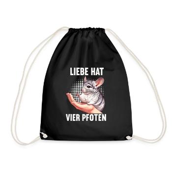 Liebe hat Vier Pfoten Chinchilla Chinchillas Nager - Turnbeutel - Schwarz - Vorne