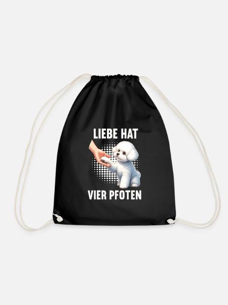 Liebe hat Vier Pfoten Bichon frise Bichon Hund - Turnbeutel - Schwarz