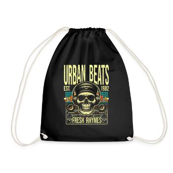 Retro Vintage Skull Urban Beat und frische Reime - Turnbeutel - Schwarz - Vorne
