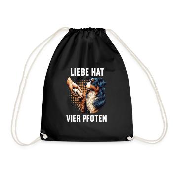 Liebe hat Vier Pfoten Australian Shepherd Aussie - Turnbeutel - Schwarz - Vorne