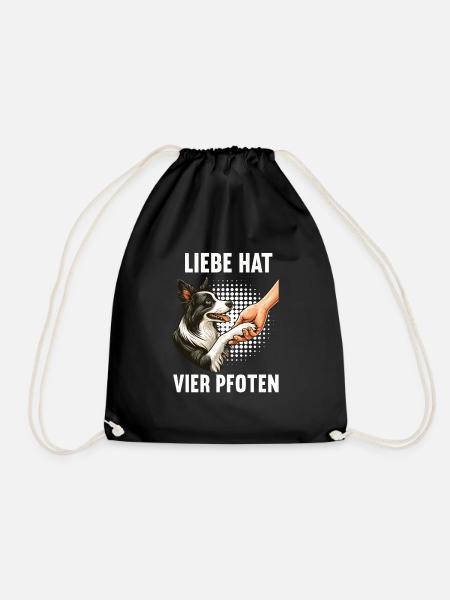 Liebe hat Vier Pfoten Border Collie Collies - Turnbeutel - Schwarz