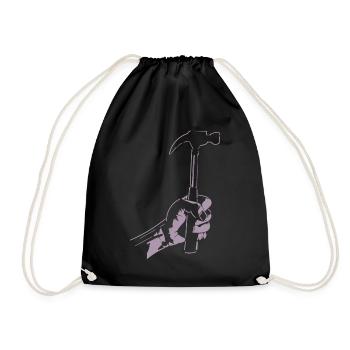 Zimmerer Hammer Silhouette Minimalist - Drawstring Bag - black - Front