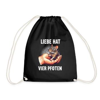 Liebe hat Vier Pfoten Degu Degubesitzer Deguhalter - Turnbeutel - Schwarz - Vorne