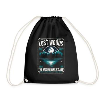 Lost Woods 1958 Retro Halloween Moon & Lake Scene - Drawstring Bag - black - Front