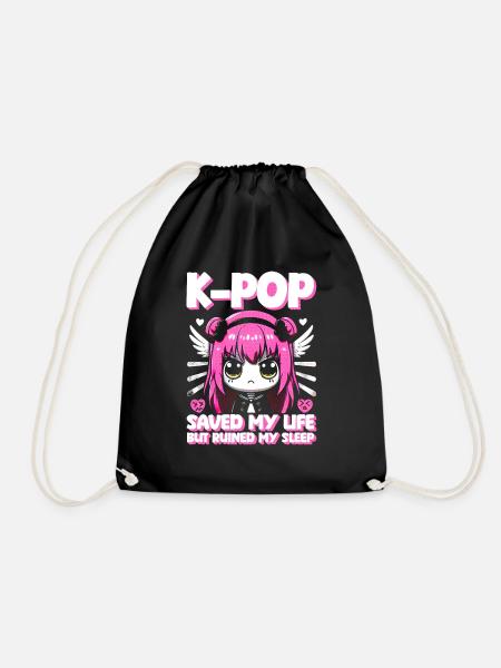 Kawaii K-Pop Saved My Life, Ruined My Sleep - Gymnastikpåse - svart