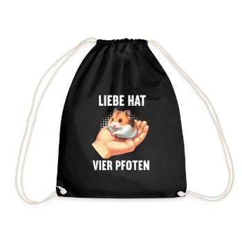 Liebe hat Vier pfoten Hamster Goldhamster Nager - Turnbeutel - Schwarz - Vorne