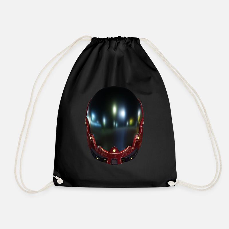 Astronaut Futuristic Helmet - Drawstring Bag - black