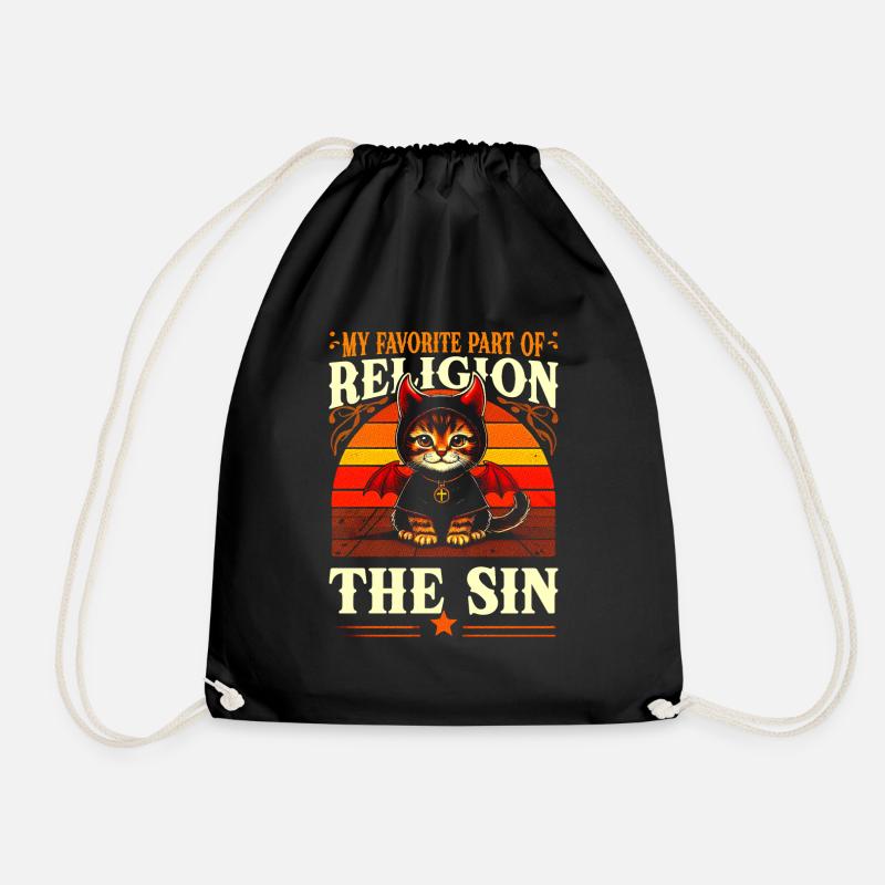 Retro Devil Cat Der Beste Von Religion - Turnbeutel - Schwarz
