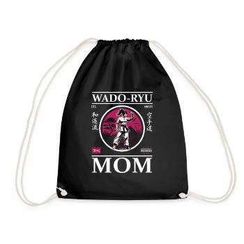 Wado Ryu Mom - Design de karaté cool pour les mamans - Sac de sport léger - noir - Devant