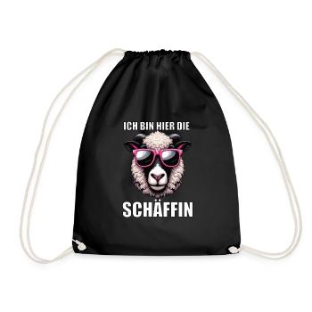 Ich Bin Hier Die Schäffin Walliser Schaf Schaf Mäh - Turnbeutel - Schwarz - Vorne