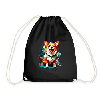 Corgi Splash Jap - Turnbeutel - Schwarz - Vorne