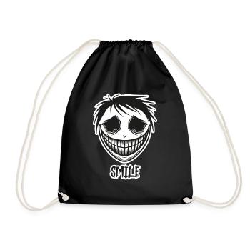 Visage souriant effrayant - Conception de sourire - Sac de sport léger - noir - Devant