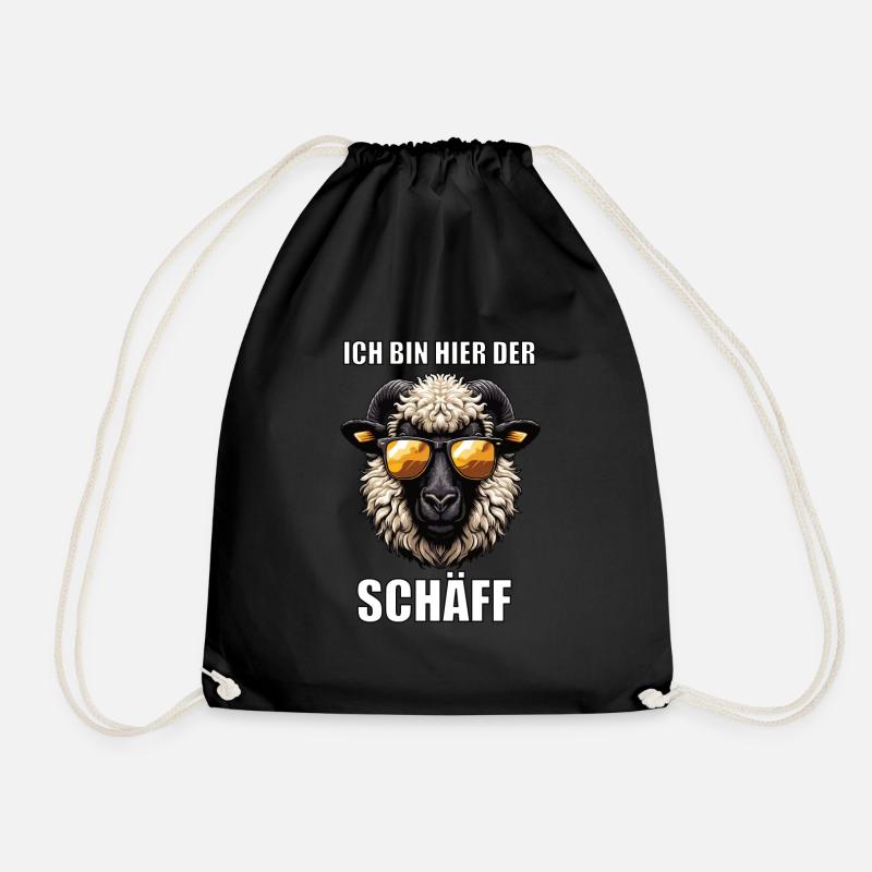 Ich Bin Hier Der Schäff Walliser Schaf Schafe Mäh - Turnbeutel - Schwarz
