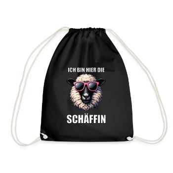 Ich Bin Hier Die Schäffin Walliser Schaf Schaf Mäh - Turnbeutel - Schwarz - Vorne