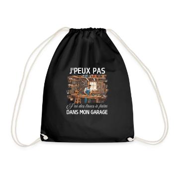 J'peux pas dans mon garage cadeau Bricoleur Humour - Sac de sport léger - noir - Devant