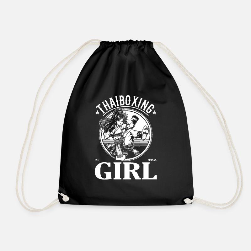 Thaiboxing Girl – Stärke, Leidenschaft, Sieg - Turnbeutel - Schwarz