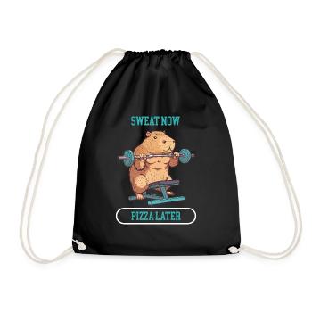 Sweat Now Pizza Later - Gym - Drawstring Bag - black - Front